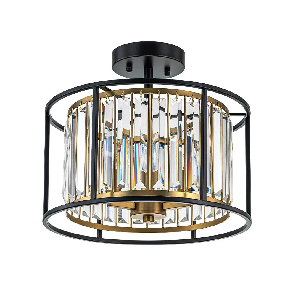 Glam Crystal Drum Round Semi Flush Ceiling Light - Image 6
