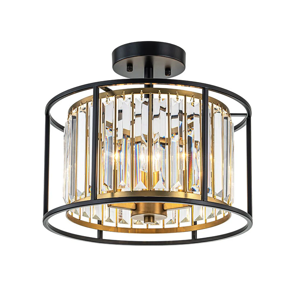 Glam Crystal Drum Round Semi Flush Ceiling Light - Image 7