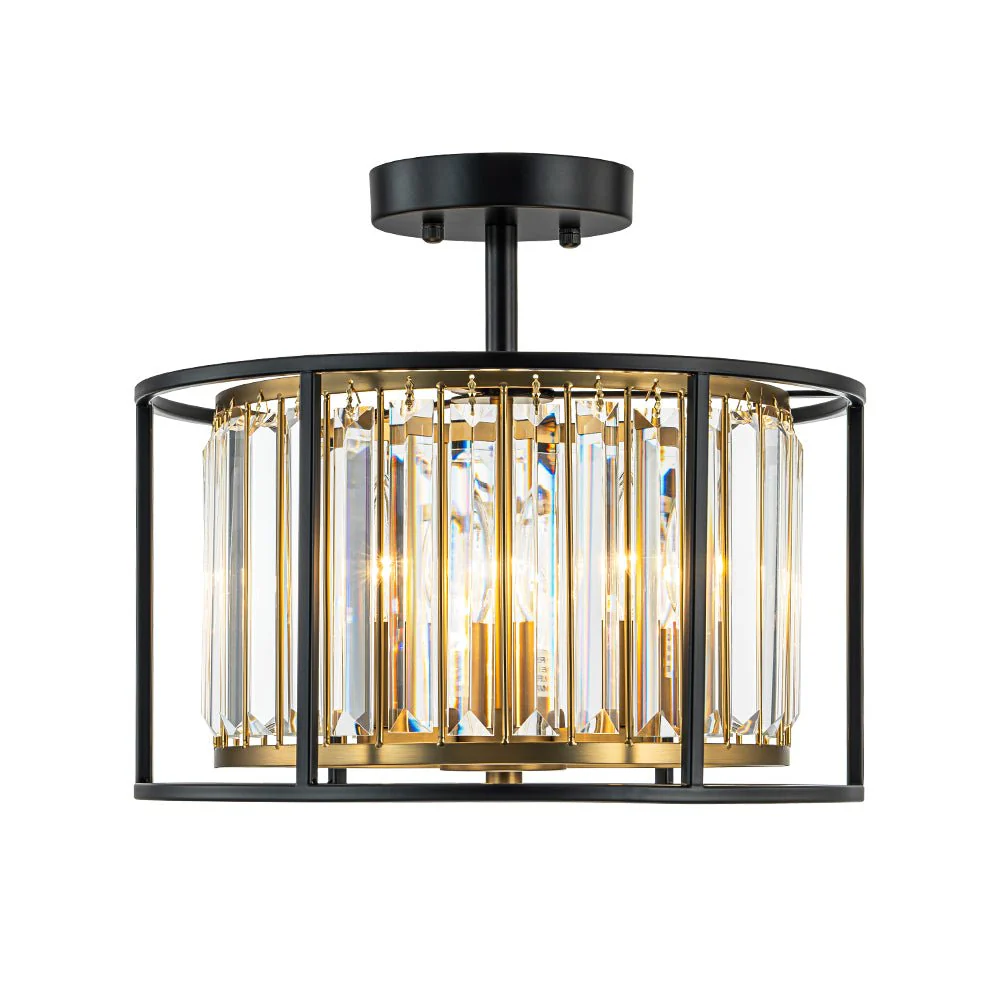 Glam Crystal Drum Round Semi Flush Ceiling Light - Image 9
