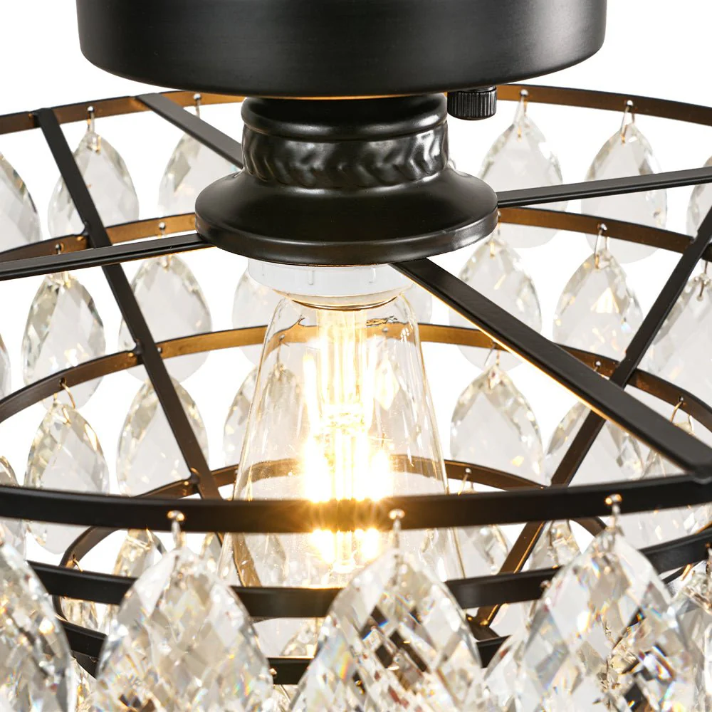 Glam Faceted Crystal Round Tiered Semi Flush Mount Light - Image 20