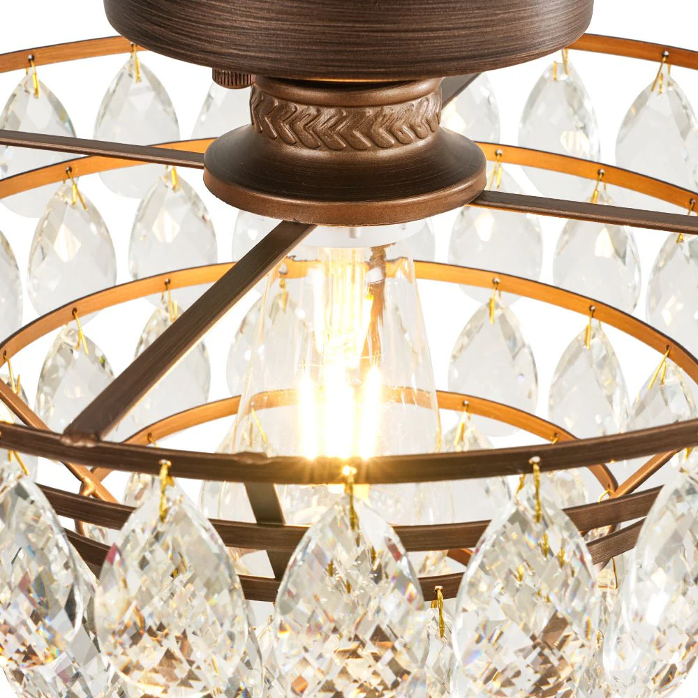 Glam Faceted Crystal Round Tiered Semi Flush Mount Light - Image 9
