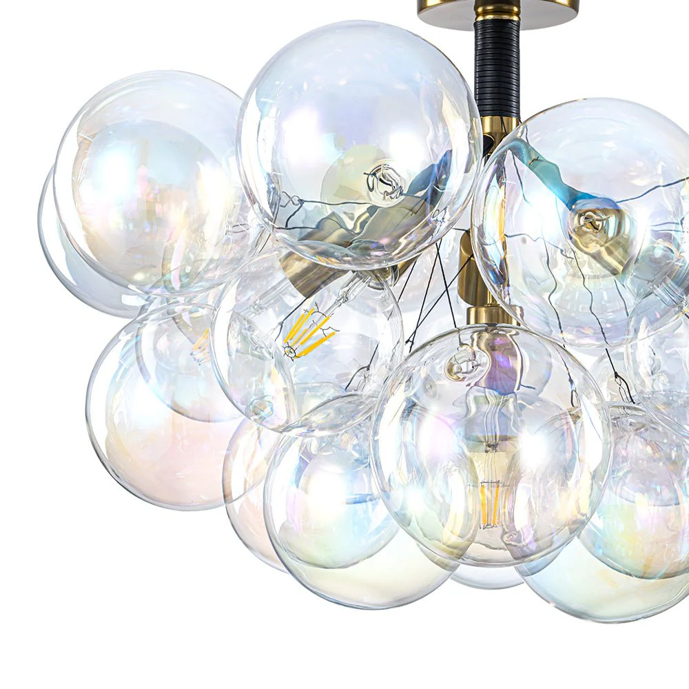 Glam Iridescent Glass Cluster Bubble Semi Flush Chandelier - Image 10