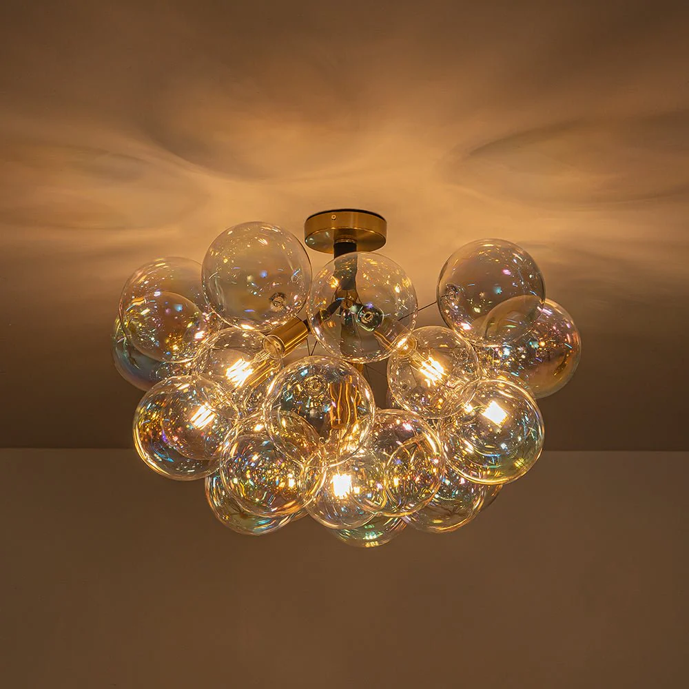 Glam Iridescent Glass Cluster Bubble Semi Flush Chandelier - Image 14
