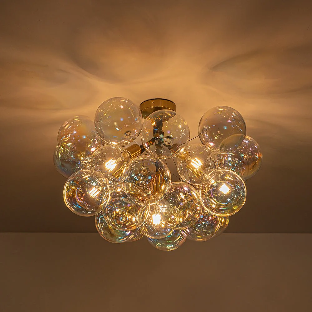 Glam Iridescent Glass Cluster Bubble Semi Flush Chandelier - Image 15