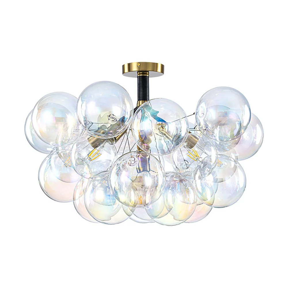 Glam Iridescent Glass Cluster Bubble Semi Flush Chandelier - Image 16