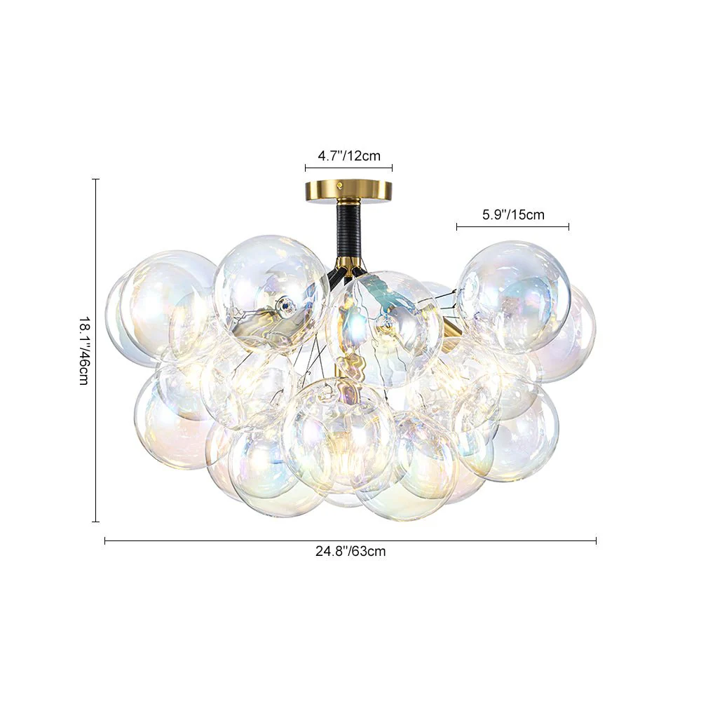 Glam Iridescent Glass Cluster Bubble Semi Flush Chandelier - Image 17