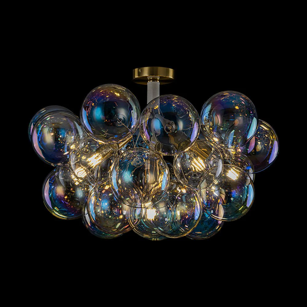 Glam Iridescent Glass Cluster Bubble Semi Flush Chandelier - Image 18