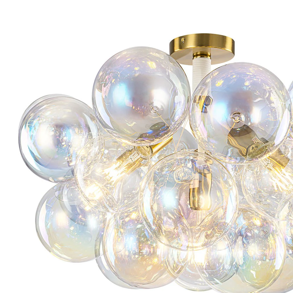 Glam Iridescent Glass Cluster Bubble Semi Flush Chandelier - Image 23