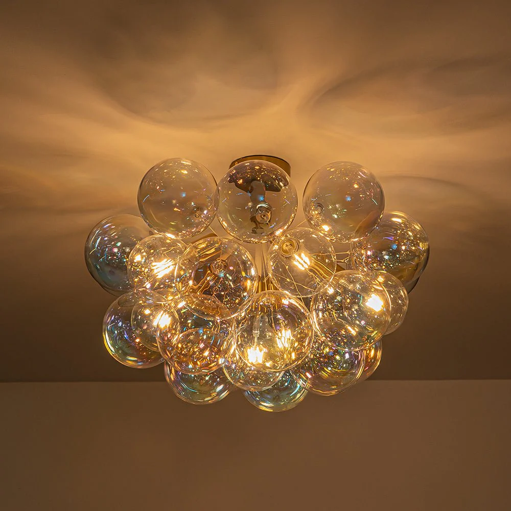 Glam Iridescent Glass Cluster Bubble Semi Flush Chandelier - Image 28