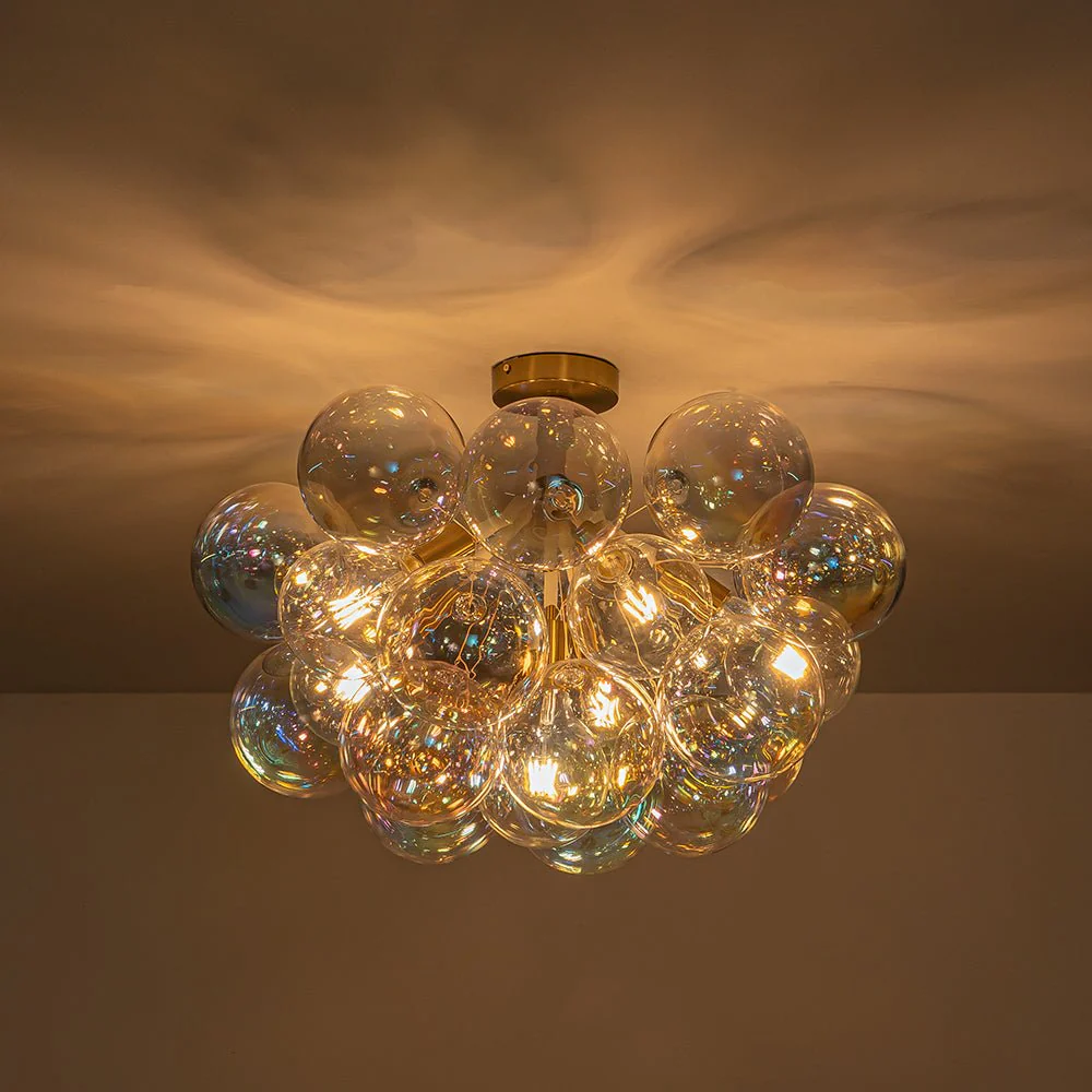 Glam Iridescent Glass Cluster Bubble Semi Flush Chandelier - Image 29