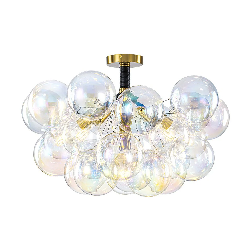 Glam Iridescent Glass Cluster Bubble Semi Flush Chandelier - Image 5