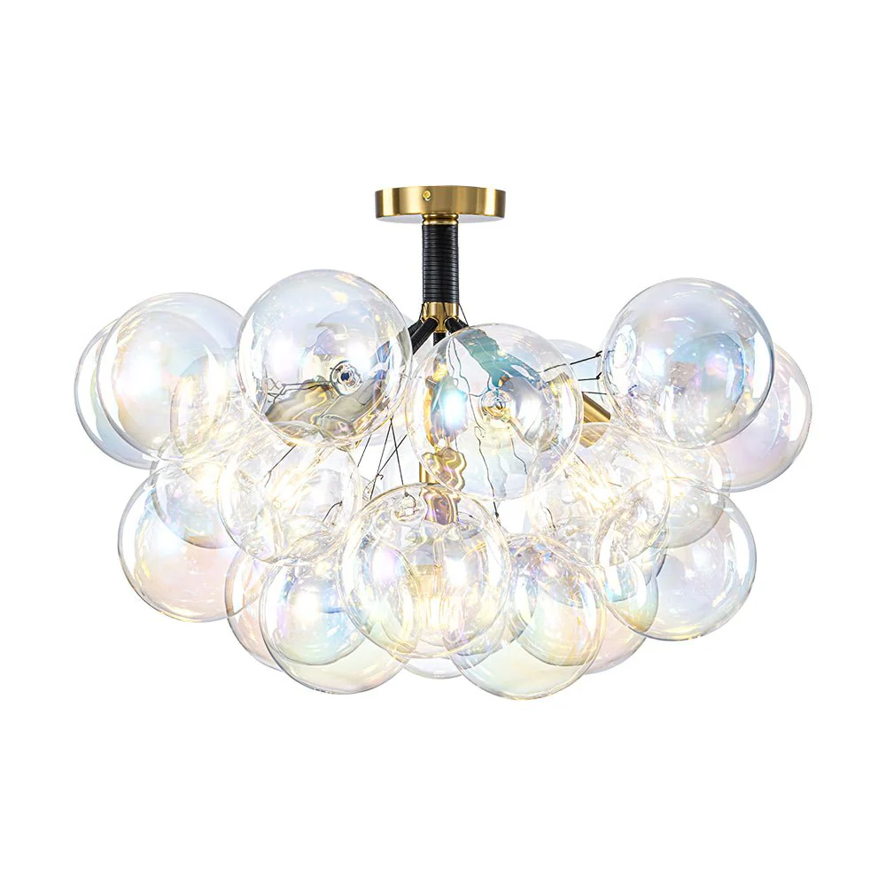 Glam Iridescent Glass Cluster Bubble Semi Flush Chandelier - Image 6