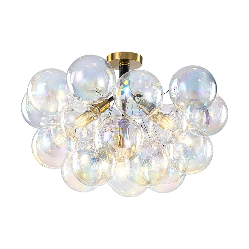 Glam Iridescent Glass Cluster Bubble Semi Flush Chandelier - Image 7
