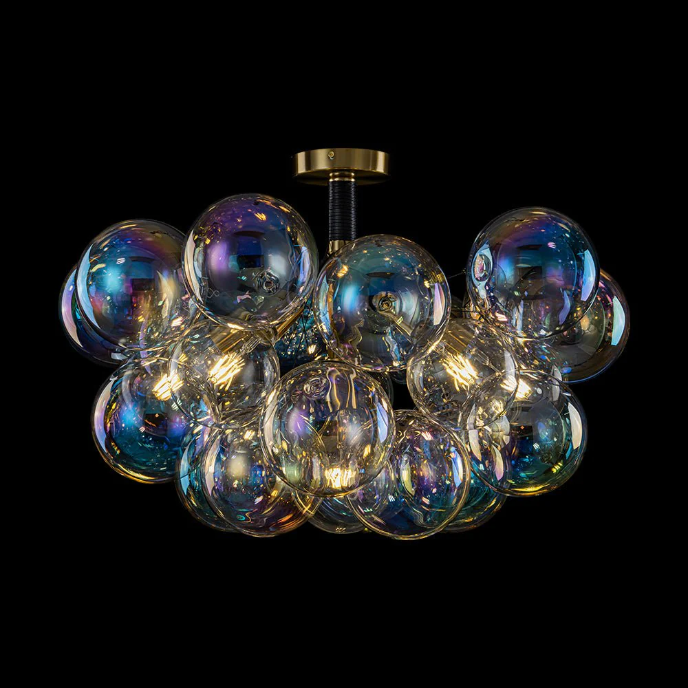 Glam Iridescent Glass Cluster Bubble Semi Flush Chandelier - Image 8