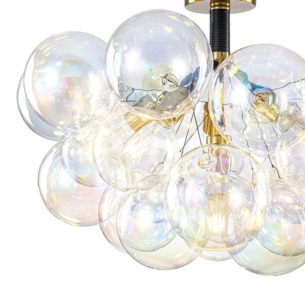 Glam Iridescent Glass Cluster Bubble Semi Flush Chandelier - Image 9