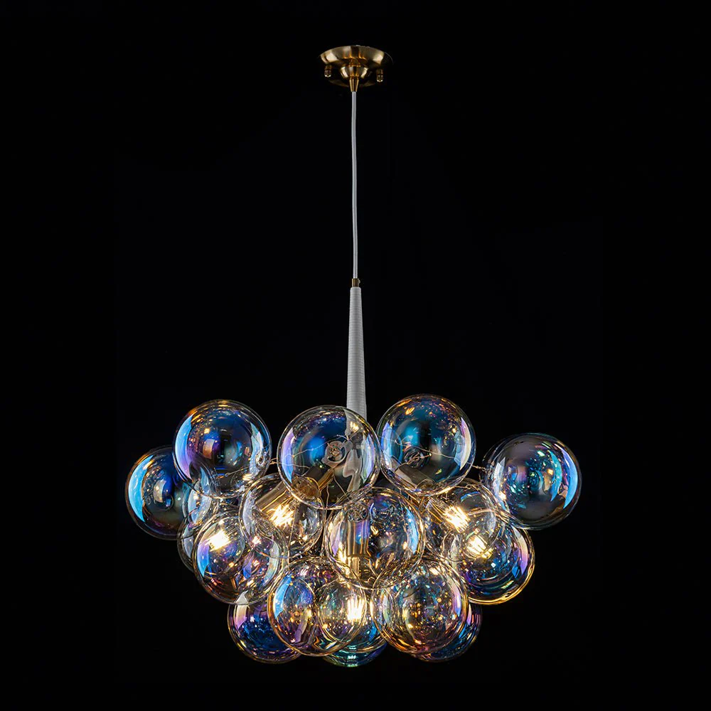 Glam Iridescent Glass Globe Cluster Bubble Chandelier - Image 10