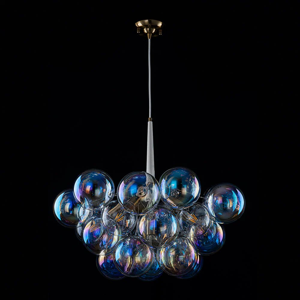 Glam Iridescent Glass Globe Cluster Bubble Chandelier - Image 11
