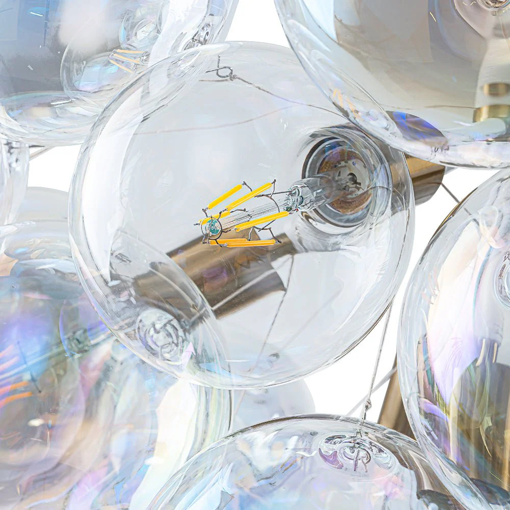 Glam Iridescent Glass Globe Cluster Bubble Chandelier - Image 16