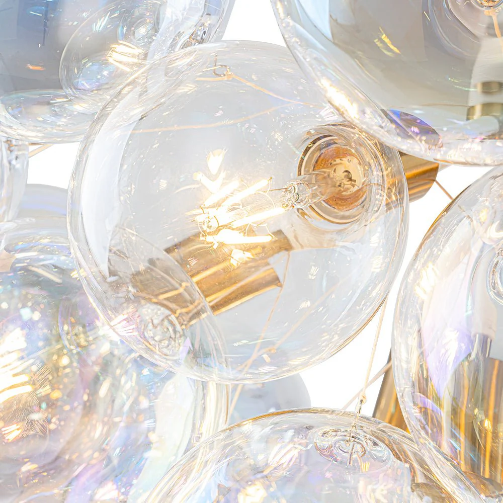 Glam Iridescent Glass Globe Cluster Bubble Chandelier - Image 17
