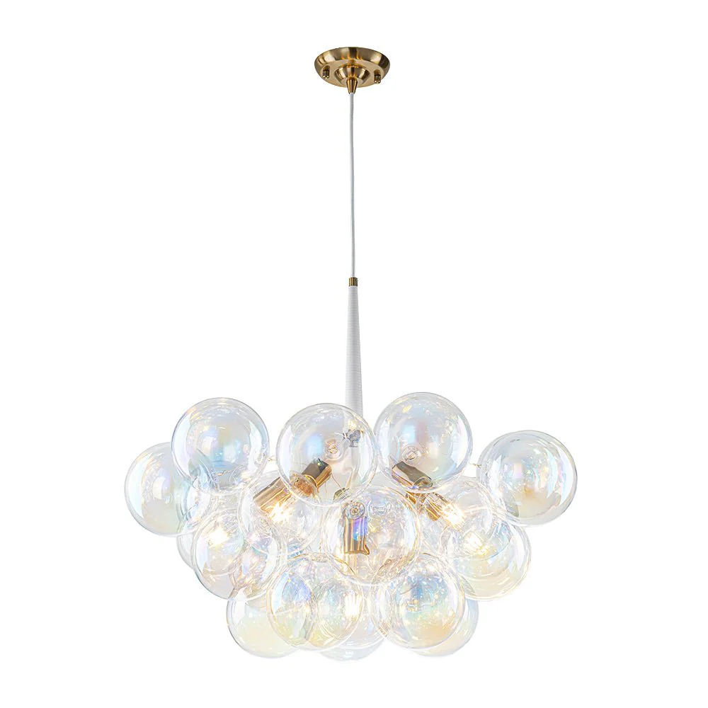 Glam Iridescent Glass Globe Cluster Bubble Chandelier - Image 3