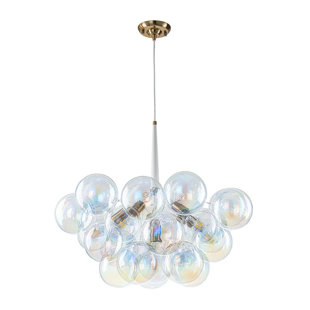 Glam Iridescent Glass Globe Cluster Bubble Chandelier - Image 4