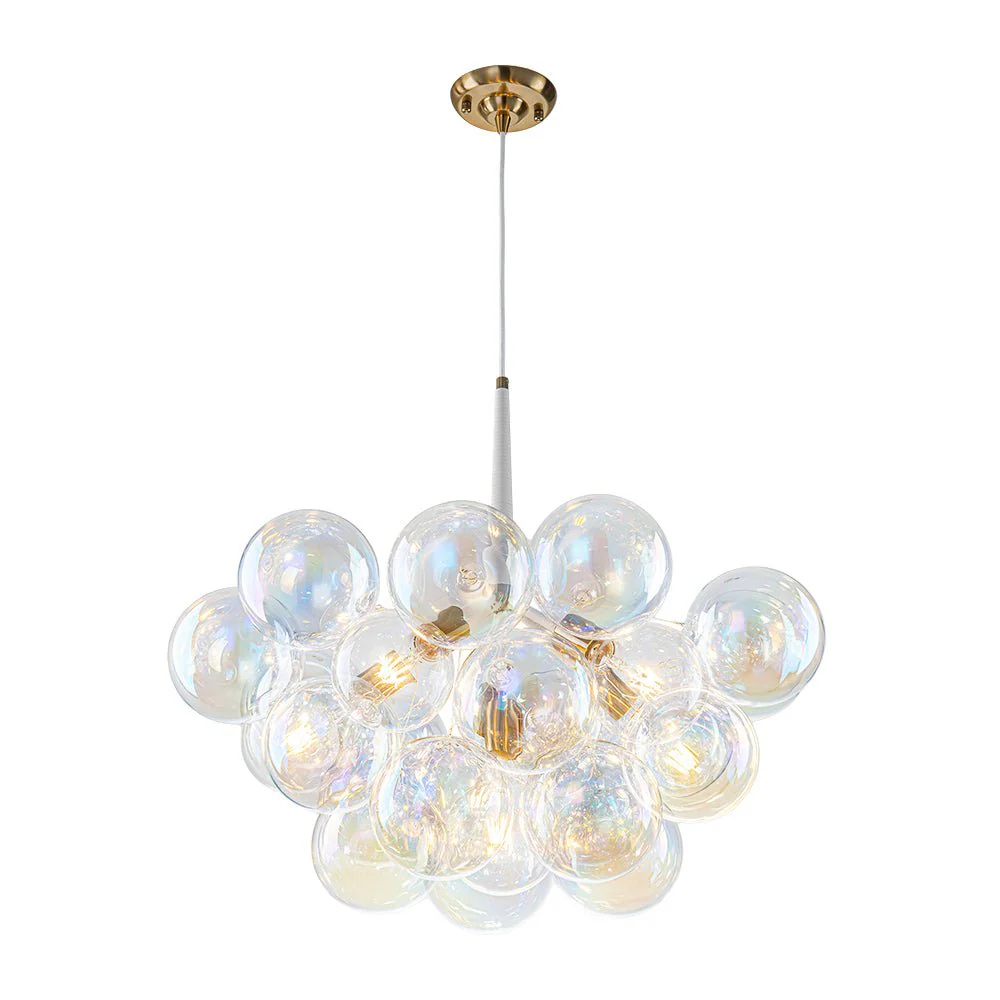 Glam Iridescent Glass Globe Cluster Bubble Chandelier - Image 6