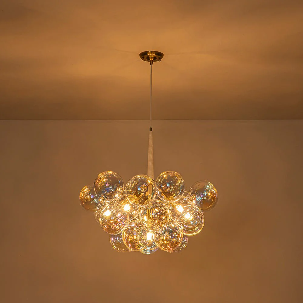 Glam Iridescent Glass Globe Cluster Bubble Chandelier - Image 7
