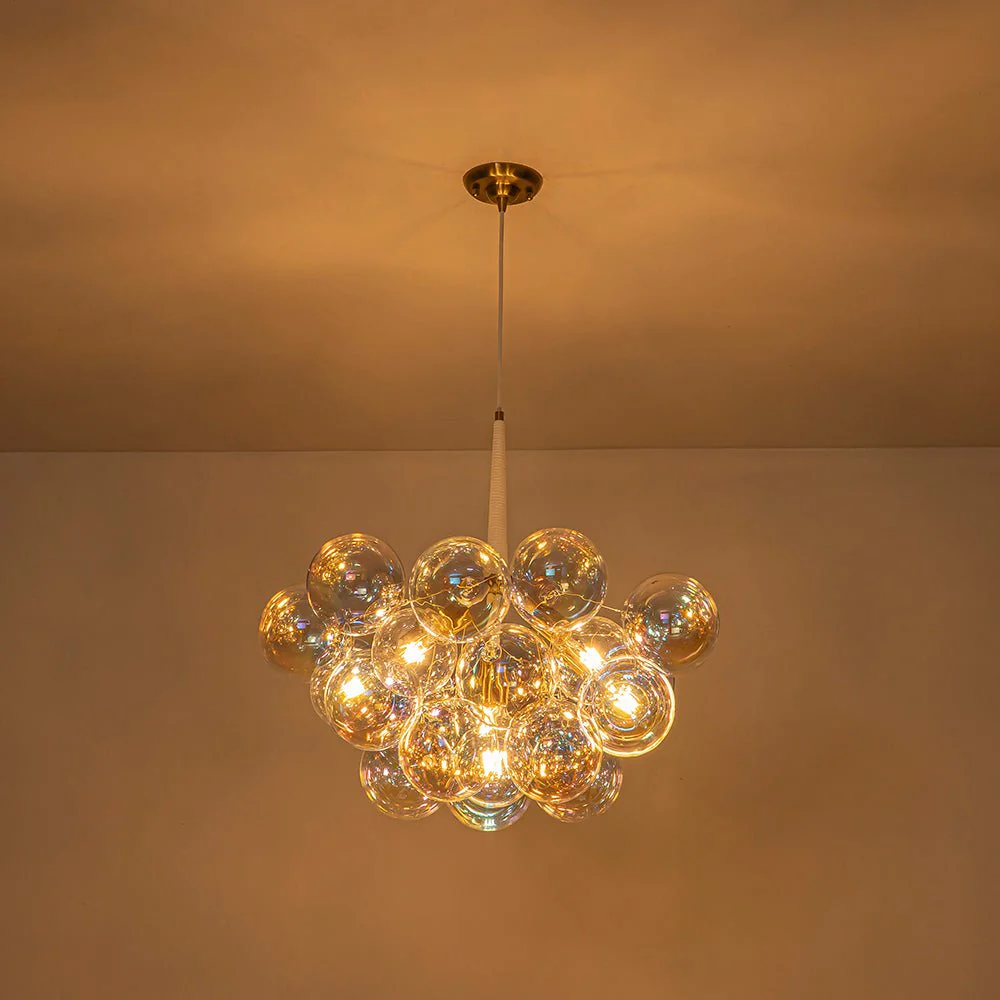 Glam Iridescent Glass Globe Cluster Bubble Chandelier - Image 8