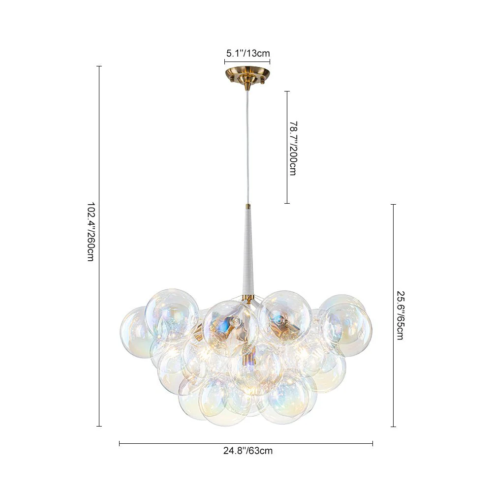 Glam Iridescent Glass Globe Cluster Bubble Chandelier - Image 9