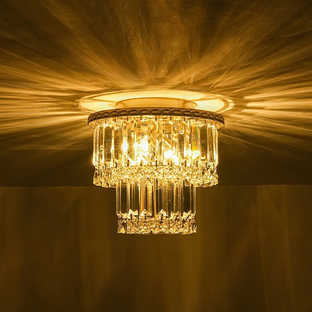 Glam Luxe 2-Tier Crystal Round Semi Flush Mount Light - Image 10
