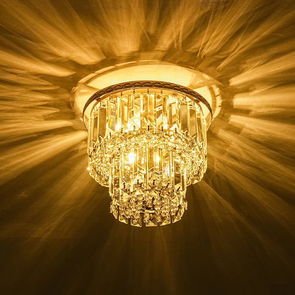 Glam Luxe 2-Tier Crystal Round Semi Flush Mount Light - Image 11