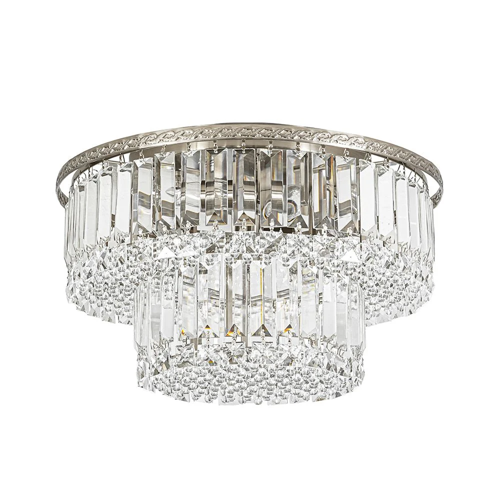 Glam Luxe 2-Tier Crystal Round Semi Flush Mount Light - Image 12