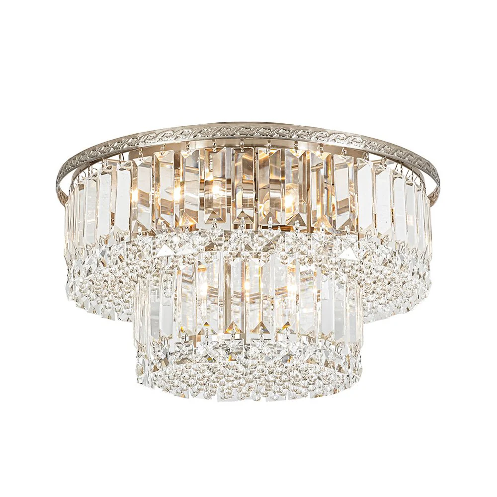 Glam Luxe 2-Tier Crystal Round Semi Flush Mount Light - Image 13