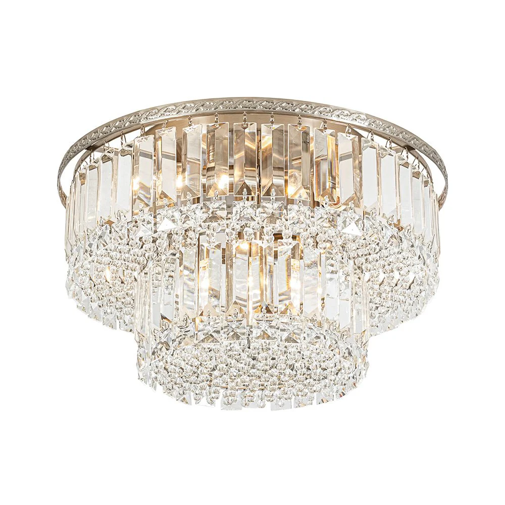 Glam Luxe 2-Tier Crystal Round Semi Flush Mount Light - Image 14
