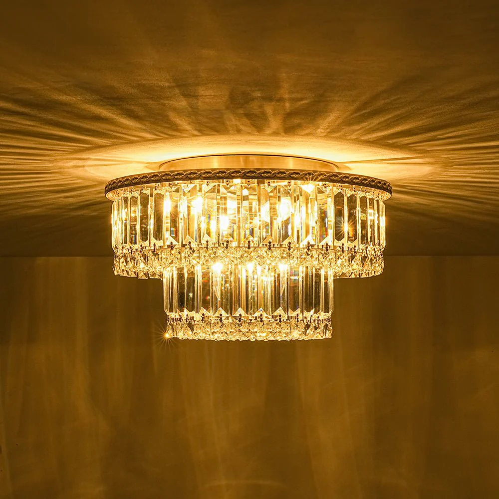 Glam Luxe 2-Tier Crystal Round Semi Flush Mount Light - Image 15