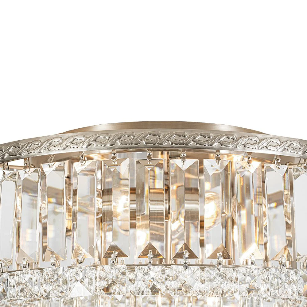 Glam Luxe 2-Tier Crystal Round Semi Flush Mount Light - Image 18