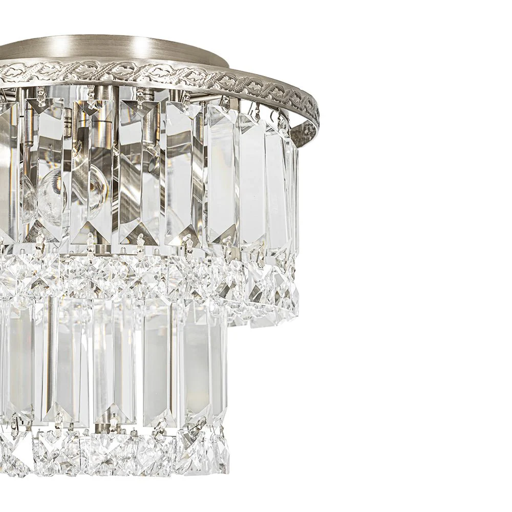 Glam Luxe 2-Tier Crystal Round Semi Flush Mount Light - Image 19