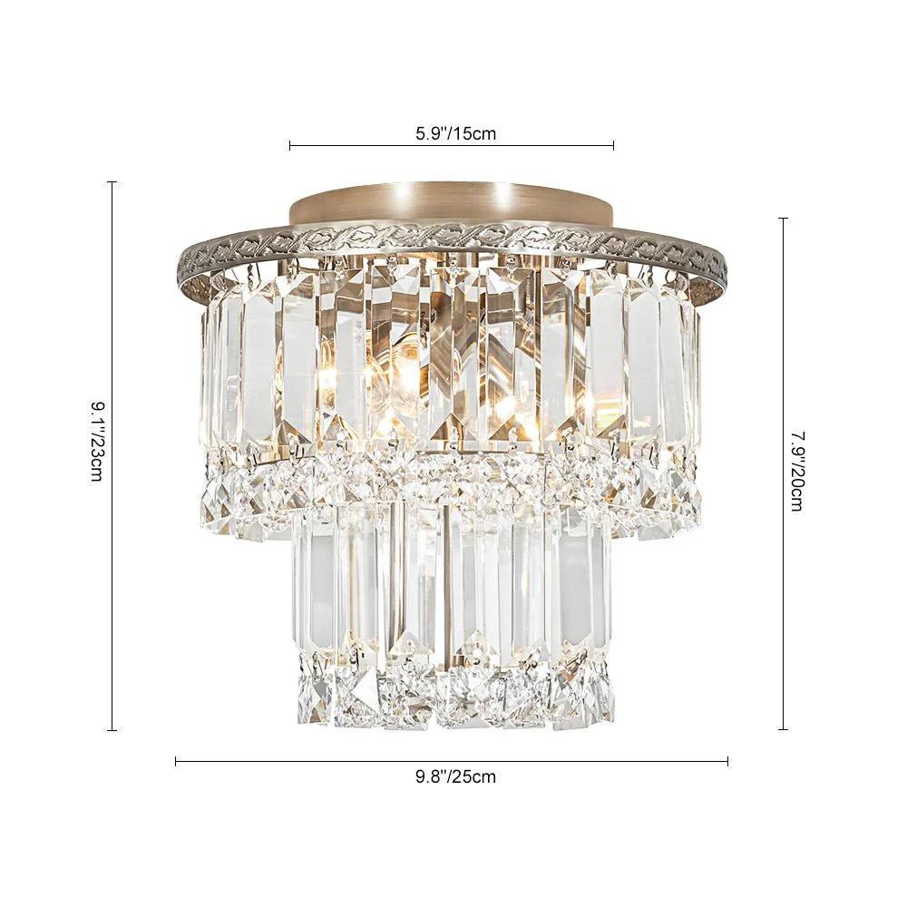 Glam Luxe 2-Tier Crystal Round Semi Flush Mount Light - Image 5