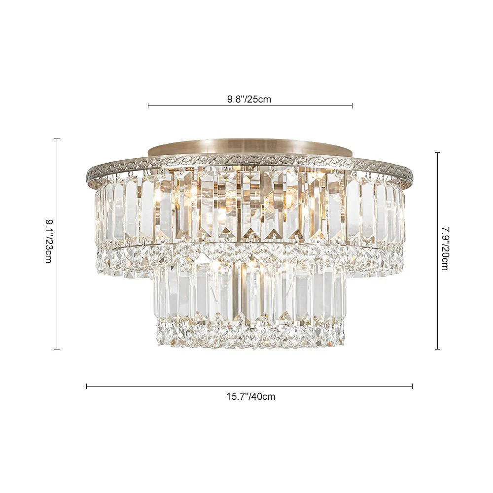 Glam Luxe 2-Tier Crystal Round Semi Flush Mount Light - Image 6