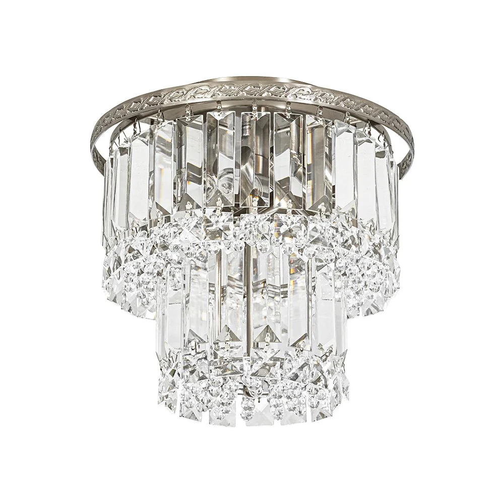 Glam Luxe 2-Tier Crystal Round Semi Flush Mount Light - Image 7