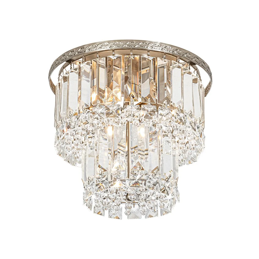 Glam Luxe 2-Tier Crystal Round Semi Flush Mount Light - Image 8