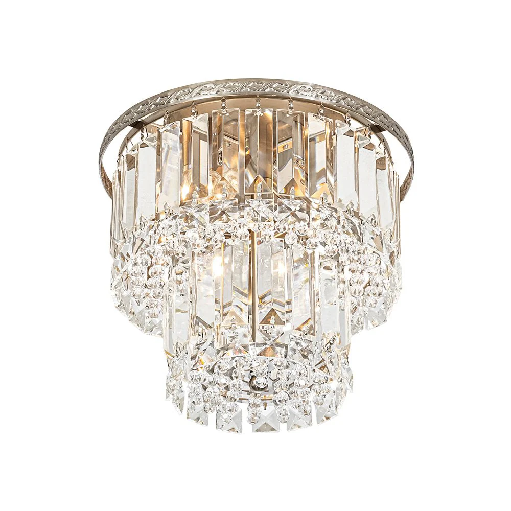 Glam Luxe 2-Tier Crystal Round Semi Flush Mount Light - Image 9