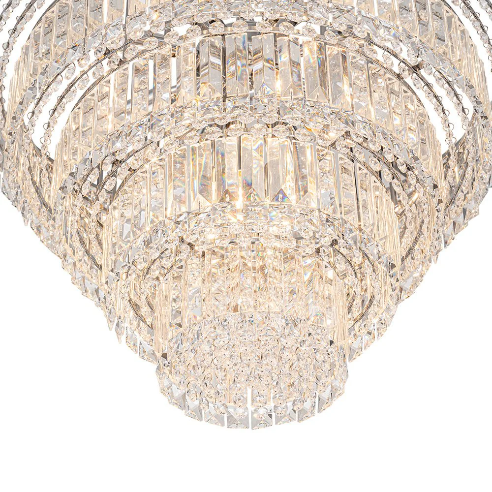 Glam Luxe Chrome 5-Tier Crystal Round Chandelier - Image 11