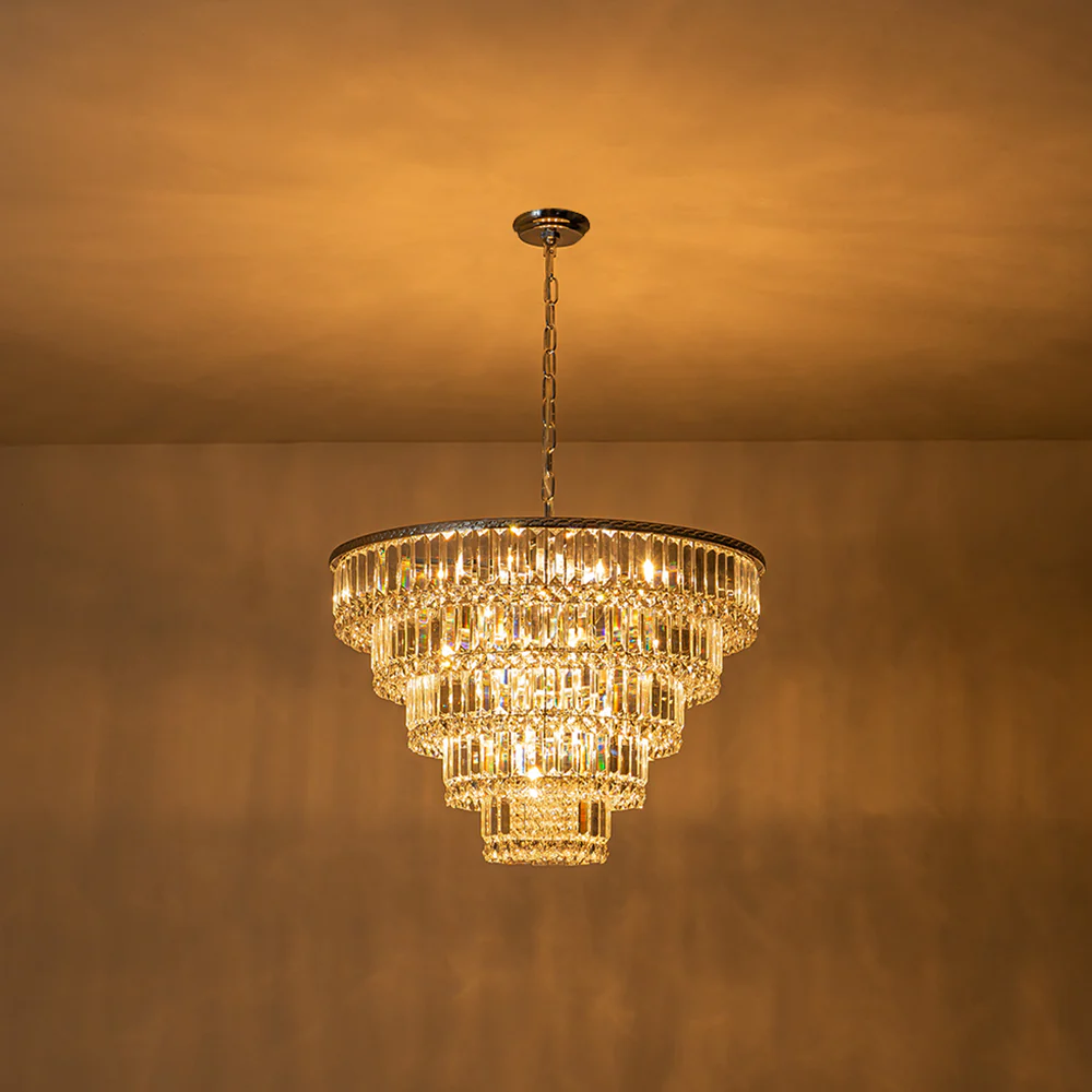 Glam Luxe Chrome 5-Tier Crystal Round Chandelier - Image 13