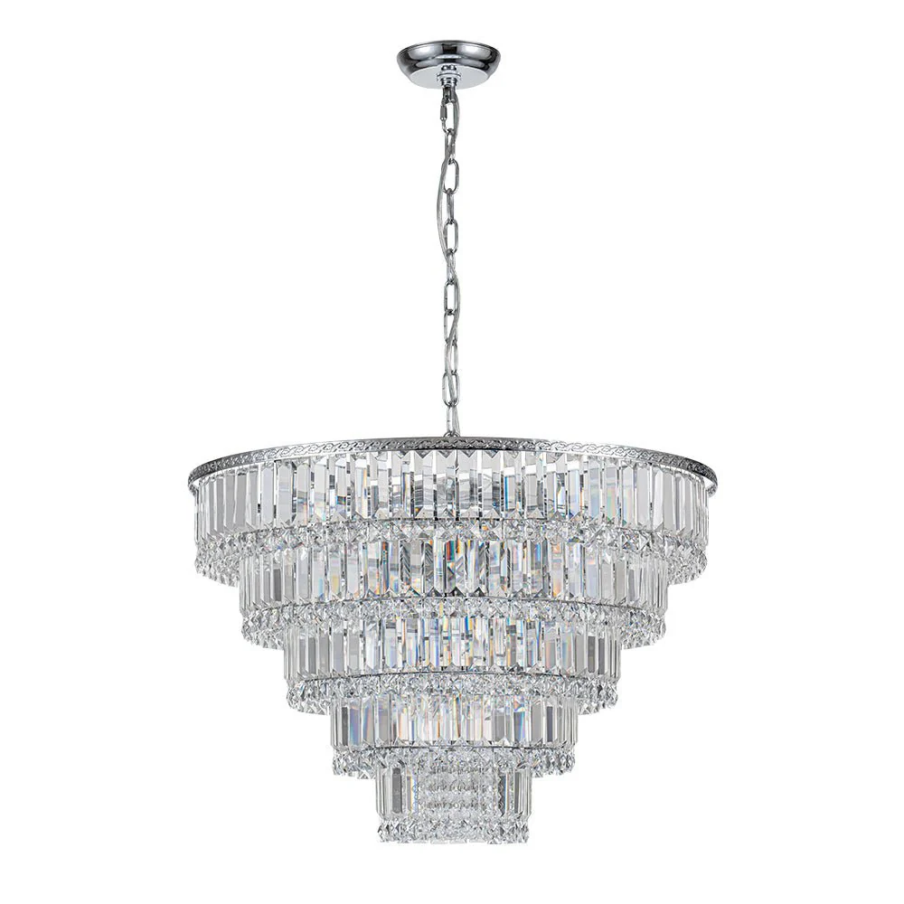 Glam Luxe Chrome 5-Tier Crystal Round Chandelier - Image 5