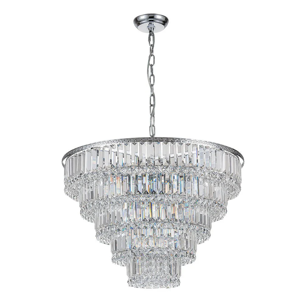 Glam Luxe Chrome 5-Tier Crystal Round Chandelier - Image 6