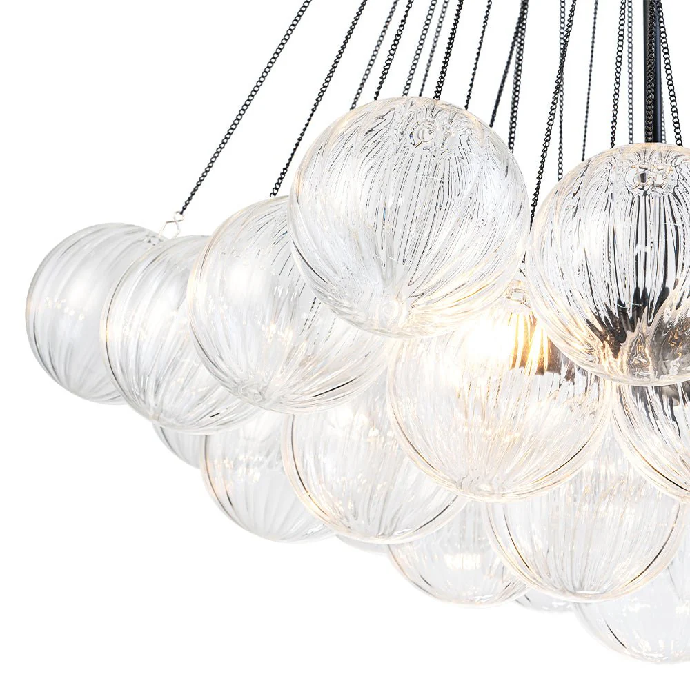 Glam Ribbed Glass Globe Textured Bubble Cluster Chandelier - Image 12