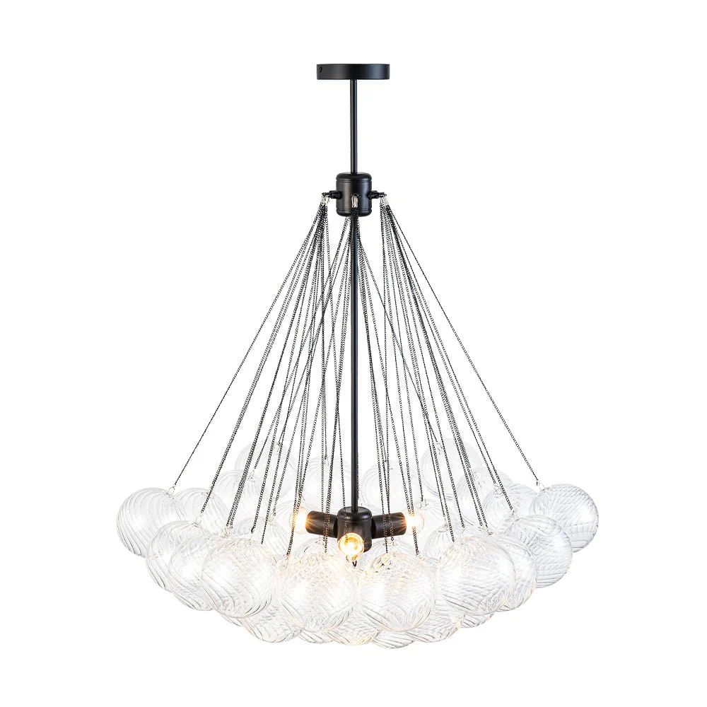 Glam Ribbed Glass Globe Textured Bubble Cluster Chandelier - Image 14