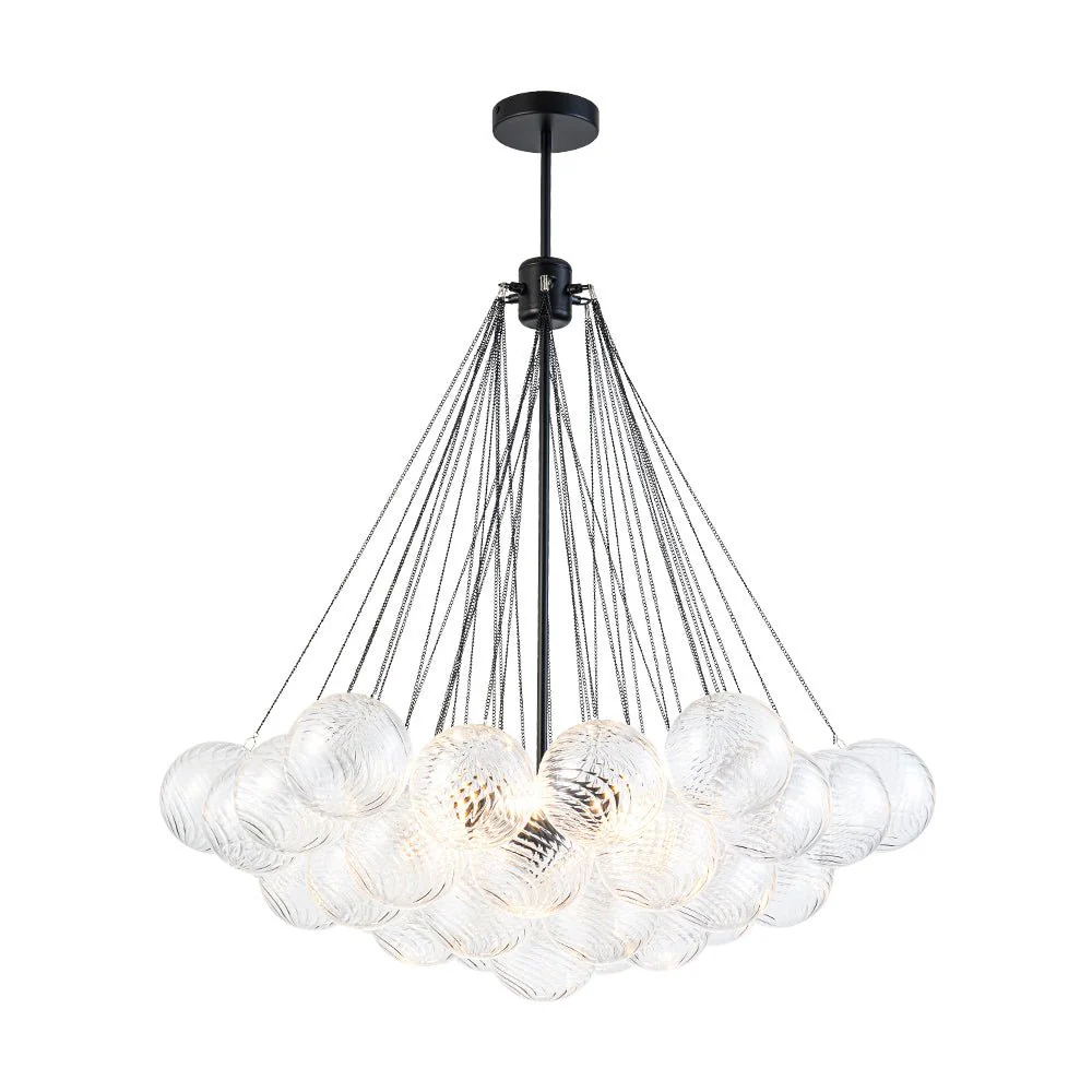 Glam Ribbed Glass Globe Textured Bubble Cluster Chandelier - Image 15
