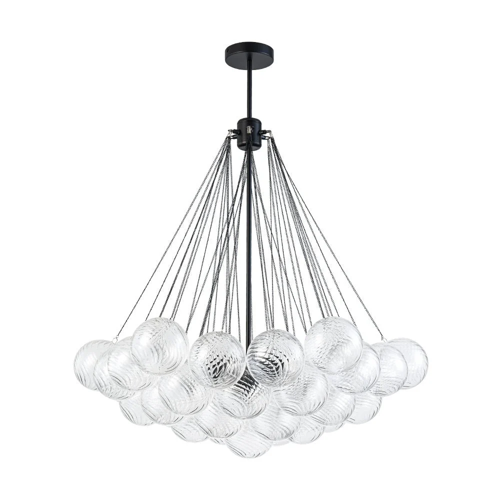 Glam Ribbed Glass Globe Textured Bubble Cluster Chandelier - Image 16